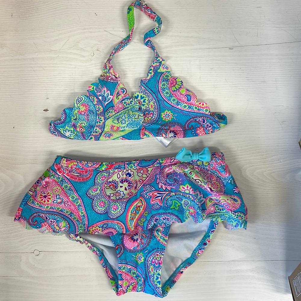 NWT Hula Star Blue Pattern Triangle Bikini Kids